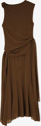 Ganni Long Dress in Marl Mesh - Size 34 Brown