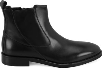 Desa Mens Leather Slip-On Boots - Flat Heel, Breathable | Black - 44