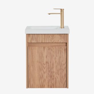 Sklum Conjunto De Mueble De Ba&ntilde;o Suspendido En Madera Con Lavabo Integrado Narek Sklum