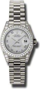 Rolex Lady-Datejust 26 Silver Dial 18K White Gold President Automatic Ladies Watch 179159SRP