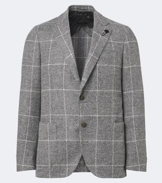 Lardini Checked alpaca and wool-blend blazer