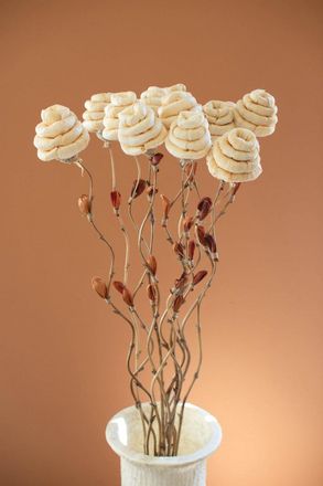Kalalou Set Of Twelve Dried Flowers On A Bamboo Stem