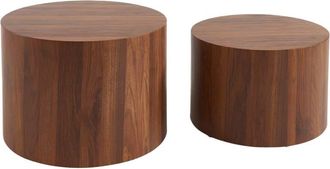Sweeek Conjunto de 2 mesas bajas redondas nido efecto roble, nogal