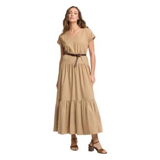 Kocca Abito a balze con cintura - Dames - Casual kleedjes - Beige - M - Kleedjes
