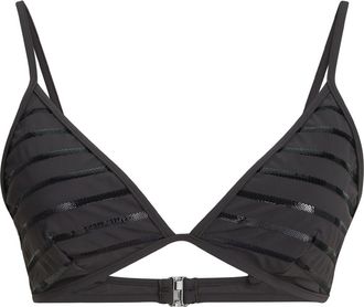 Brunello Cucinelli Dazzling stripes bikini top in Lignite Grey at Nordstrom, Size 36 It