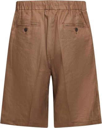 Hev&ograve; Mens Bermuda Shorts Torre Lapillo Linen-Blend Mud