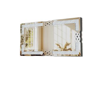 OEM Espejo De Pared Con Incrustaciones De Diamantes Triturados, Estilo Moderno Y Glamuroso, Color Plata