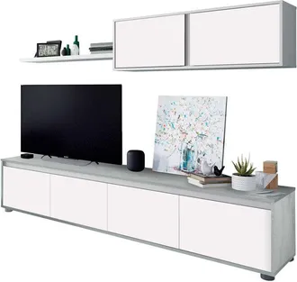 HOGAR 24 Hogar24 - Sal&oacute;n Alida Blanco Artik (blanco Mate) - Gris Cemento 200cm (ancho) X 43cm (alto)