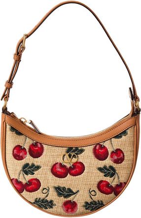 Valentino Vlogo Signature Mini Cherryfic Leather-Trim Hobo Bag