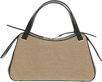 Jil Sander Structured Leather and Raffia Bag