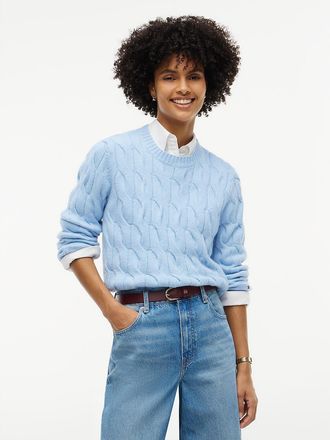 Tommy Hilfiger Womens TH Soft Touch Cable Knit Crewneck Sweater - Well Water - XXL