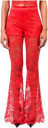 Doris S Doris S, Broeken, Dames, Rood, M, Satijn, Rode Kant Elegante Broek