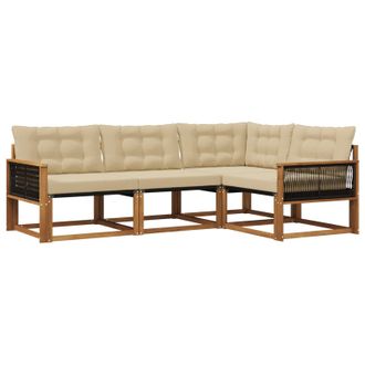 vidaXL Conjunto De Sof&aacute;s De Exterior Con Coj&iacute;n 4 Pcs Natural Y Beige Vidaxl