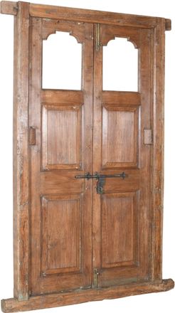 Biscottini International Puerta De Madera Maciza Y Hierro Para Interior O Exterior, Antigua Y Medieval, Con Marco Y Cristal