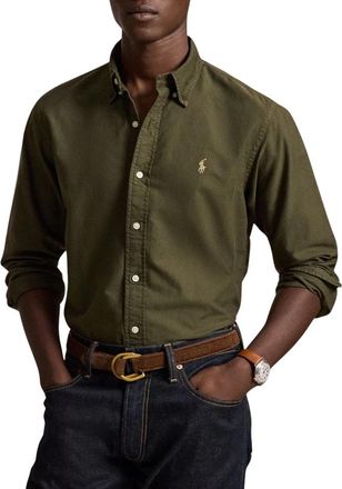 Polo Ralph Lauren Cubdppcs Long Sleeve Sport Shirt - Heren - Casual Overhemden - Groen - S - Katoen - Overhemden