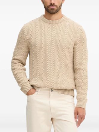 Barbour cable-knit crew-neck sweater - men - Wool/Cotton - M - Neutrals