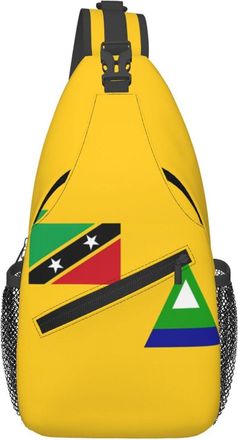 Generic Sling Bag For Men Women Nevis St. Kitts Flag Diagonally Durable Casual Sling Backpack, For Running, Hiking, Walking