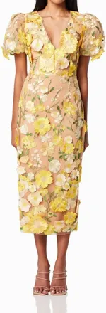Elliatt Indie Midi Dress In Yellow