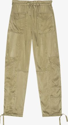 Ganni Green Washed Satin Trousers - Size 32 LENZING ECOVERO