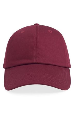 Favorite Daughter Cotton Twill Leather Strap Baseball Cap in Burgundy at Nordstrom