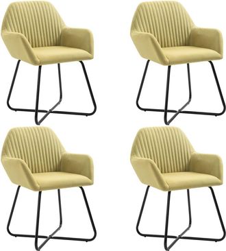 vidaXL Vidaxl - Sillas De Comedor Giratorias 4 Unidades Tela Verde
