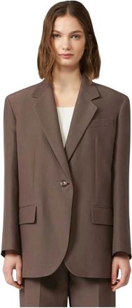 Max Mara Oversized Single-Breasted Floc Blazer - Dames - Blazers - Bruin - S - Katoen - Jassen