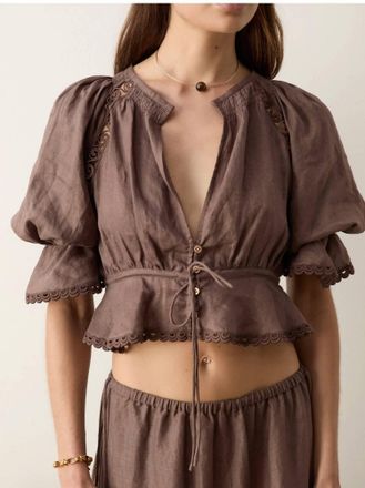 Boteh Myra Crop Blouse In Brown