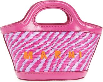 Marni Micro Tropicalia Logo Woven Bag in Cassis at Nordstrom