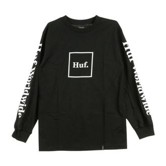 HUF Long Sleeve Tops, male, Black, Size: XL Crewneck Long Sleeve T-Shirt