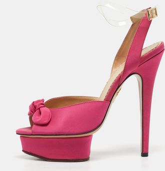 Charlotte Olympia Pink Satin Serena Ankle Strap Sandals