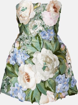 LEO LIN Roselle floral-appliqu&eacute; minidress