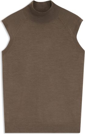 BOSS Sleeveless mock-neck sweater in merino wool