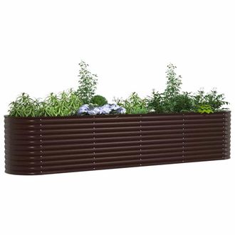 Berkfield Home Garden Raised Bed Brown Galvanised steel 400 x 80 x 81 cm Durable