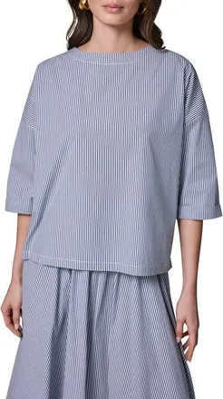 DKNY Stripe Stretch Cotton Top in Night Fall at Nordstrom, Size X-Large