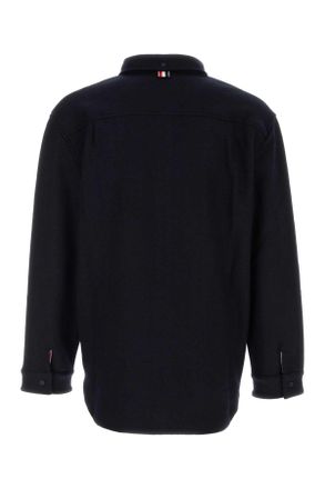Thom Browne Mens Midnight Blue Cotton Blend Oversize Shirt Navy Exterior: Wool Camicie