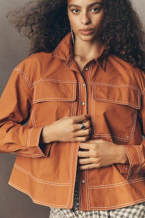 Pilcro Long-Sleeve Top-Stitch Buttondown Shirt