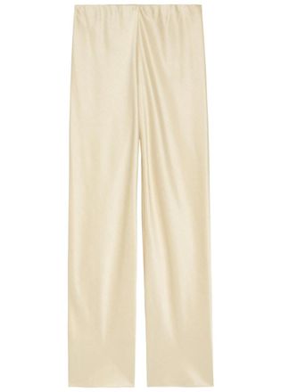 Vince Colette Wide-leg Satin Trousers - Off White - XL (UK16 / XL)