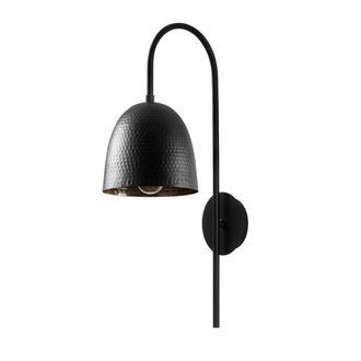 Wonderlamp Aplique de pared negro con pantalla metálica en forma de cúpula
