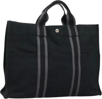 Herm&egrave;s Pre-owned Tote Bags, female, Black, Size: ONE SIZE Pre-owned Vintage Canvas Tote Bag