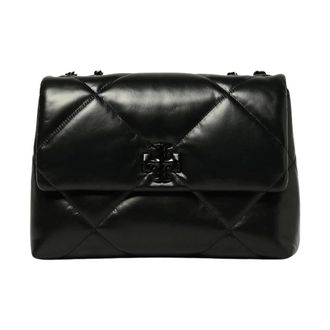 Tory Burch Shoulder Bags, female, Black, ONE SIZE, Quilted Leather Shoulder Bag with Flap Closure