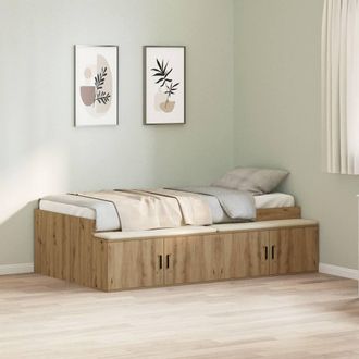 Berkfield Home Storage Bed Frame Artisan Oak 90x200 cm in Brown