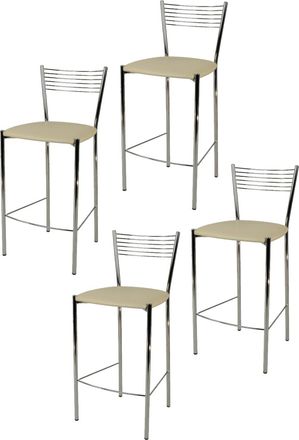 Tommychairs Tommychairs 4 Taburetes Elegance Acero Cromado Asiento Polipiel Lin