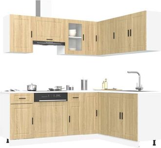 vidaXL Vidaxl - Mueble Cocina Porto Roble Sonoma 11 Pzas Madera Contrachapada