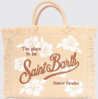 MC2 Saint Barth Borsa Colette in rafia con logo ricamato e stampa floreale