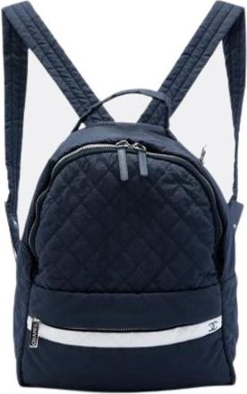 Chanel Pre-owned Quilted Nylon Backpack - Dames - Vintage Rugzakken - Blauw - ONE Size - Nylon - Vintage
