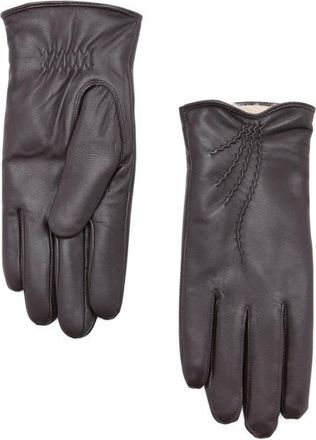 Mango Faux Fur Lined Leather Gloves in Chocolate at Nordstrom, Size Small