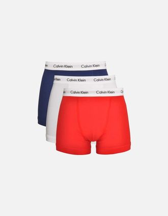 Calvin Klein Mens 3-Pack Boxer Trunks, Blue/Red/White - Size: 29/28/32