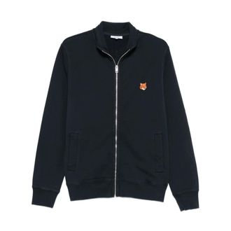 Maison Kitsuné Zip-throughs, male, Blue, S, Blue Silk Nylon Jumper