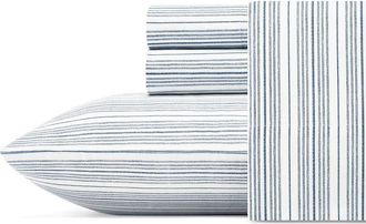 Nautica Beaux Stripe Blue Cotton Percale Sheet Set - Full in Navy at Nordstrom Rack