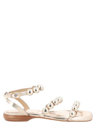 Ash Gold Regy Studded Metallic Flat Sandals